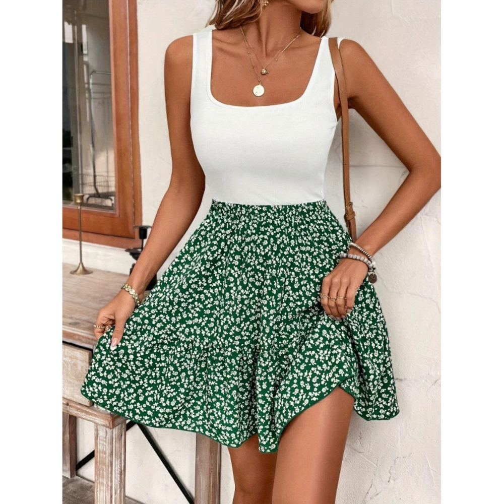 ZARA Casual Elegant Women Summer Square Neck Sleeveless Printed Vacation Dress - Picture 4 of 6